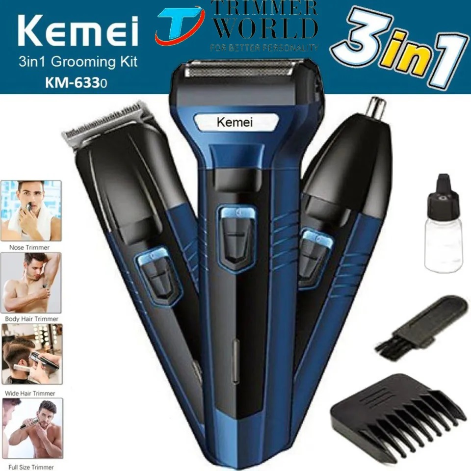 Kemei KM-6330 3 in 1 Professional Hair Trimmer Super Grooming Kit Shaver Clipper Nose Trimmer